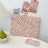 Korean Flower Printed Laptop Carrying Case Quilted Notebook Protective Sleeve Cute INS Grid Handbag for 11-15 Inch Laptop Tablet