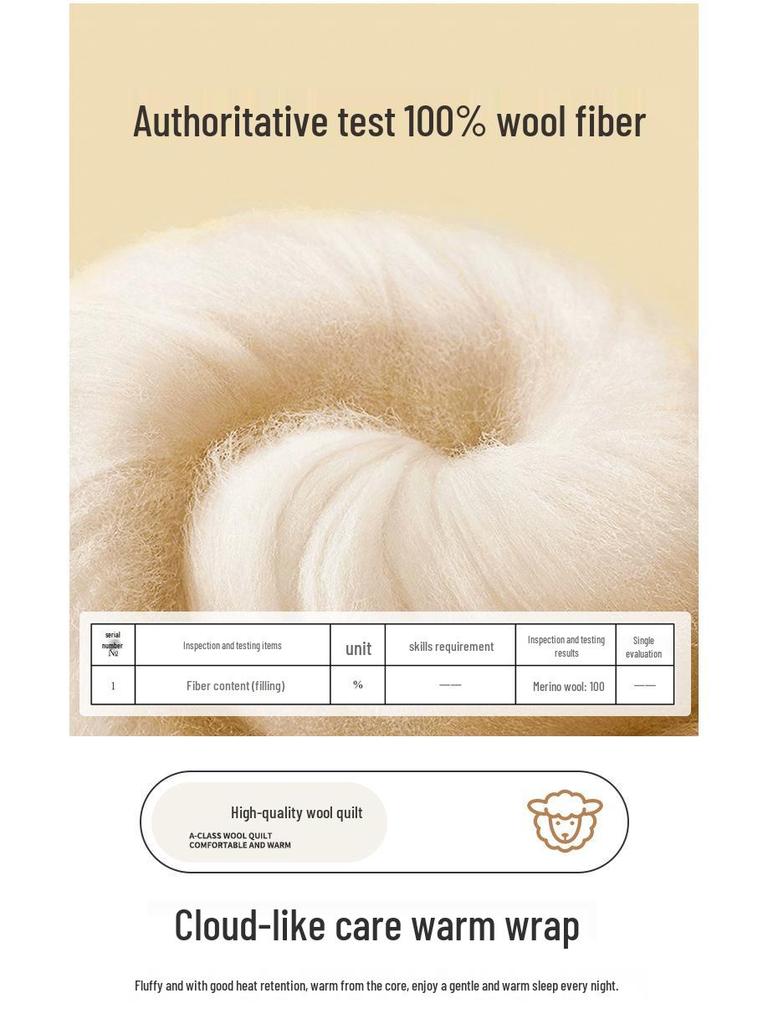 100% Pure Wool Thick Winter Quilt for Dorms – Warm Cashmere, Cotton, Spring & Autumn Use