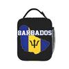 Barbados Map Flag Lunch Bag Retro Lunch Box Outdoor Picnic Portable Insulated Thermal Tote Handbags For Adult Graphic Cooler Bag