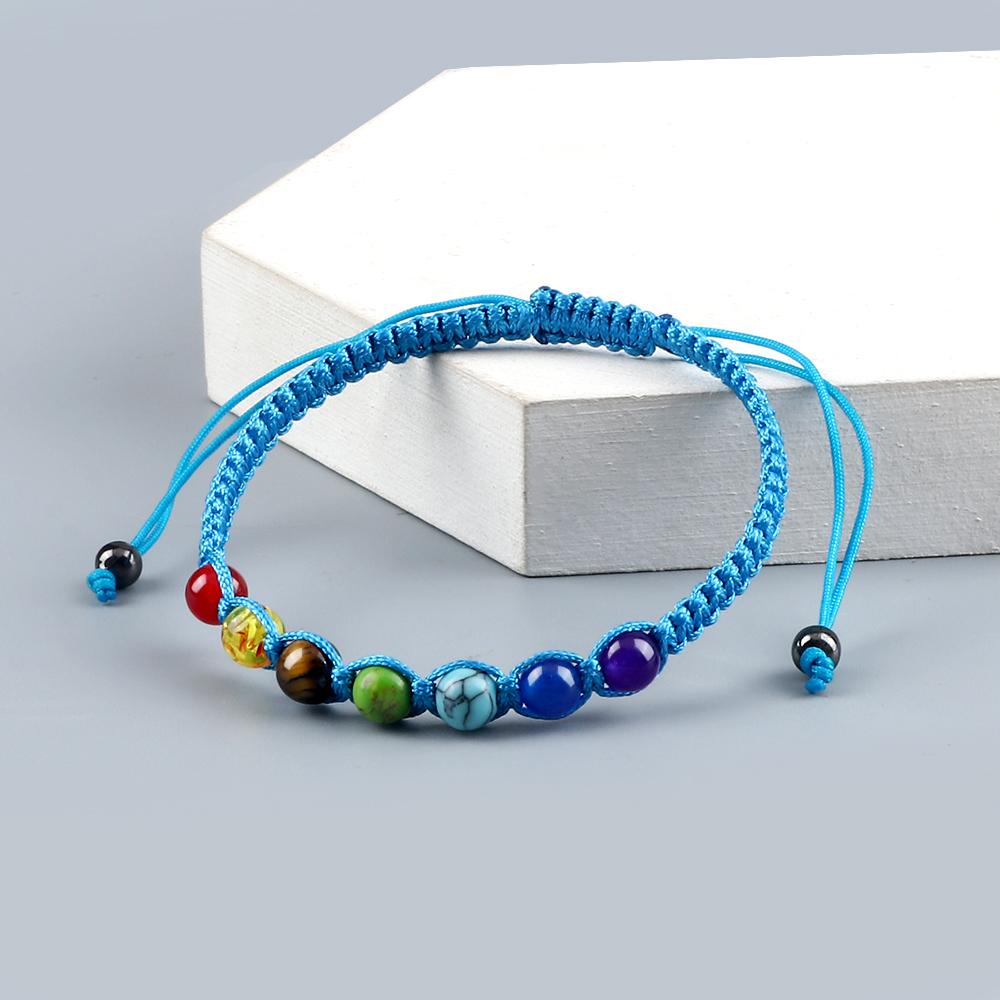 Handmade 7 Chakra Bracelet Natural Stone Braided Rope Yoga Reiki Healing Balance Bracelets & Bangles Meditation Gift