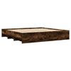 Bed Frame without Mattress Smoked Oak Finish 180 x 200 cm Engineered Wood
