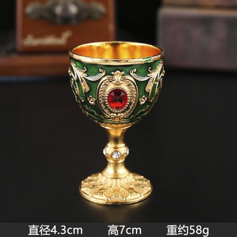 Hot-selling high-end small wine glasses, one-bite cups, creative household metal exhibition hall decorative ornaments
