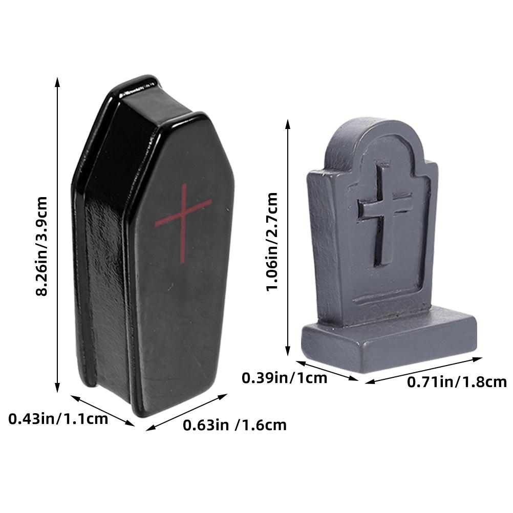 

1 Set Of Coffin Graveyard Model Tombstone Haunted House Resin Garden Yard Adornment Halloween Landscape Ornaments чёрный
