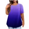 Dámské klasické triko Vintage Gradient skládané s krátkým rukávem Tričko Top Plus Size Pullover Basic Top