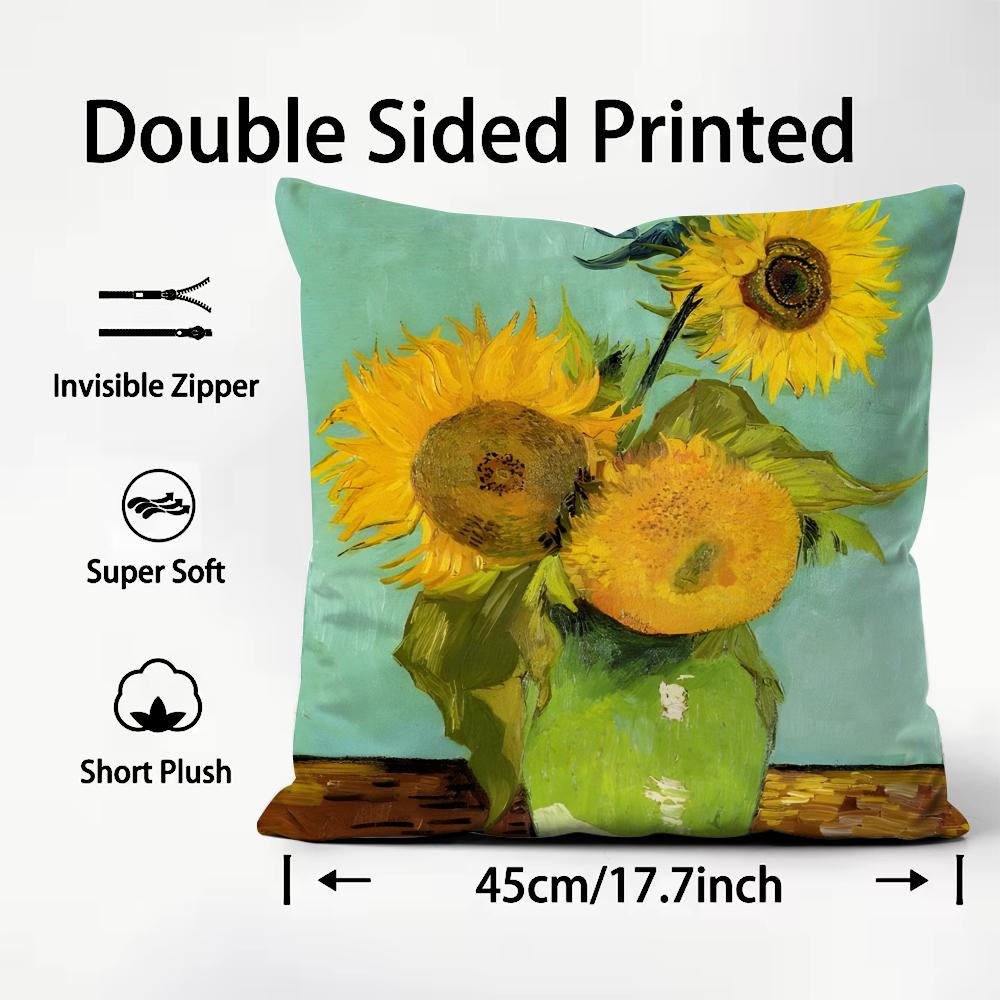 Popular Vincent Van Goghs Cushion Cover Comfortable Reversible Pillow Cover Ideal For Car Sofa Bedroom & Beyond