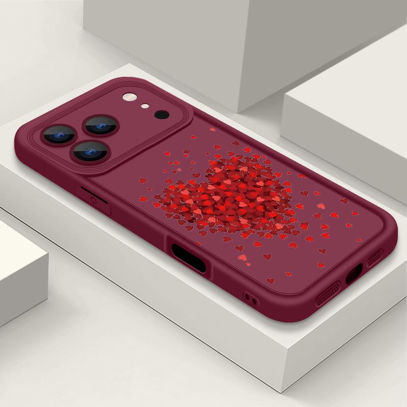 Shockproof Phone Case For iPhone 17 Pro Max Case iPhone 16 15 14 13 Pro Max 11 17e 16e Love Hearts Print Soft Silicone Bumper Cover