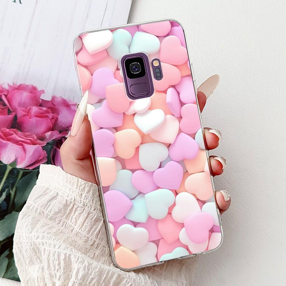 For Samsung Galaxy S9+ S9 Plus Case SM-G965F Cute Love Heart Strawberry Soft Silicone Cover on Samsung S9 S 9 SM-G960F TPU Coque