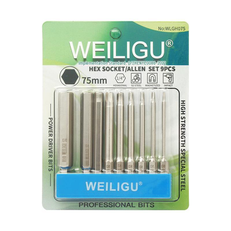 Electroplated Anti-Rust Hex Bit Set, S2 Steel, Extended Pneumatic Air Driver, Hex Socket Screwdriver.