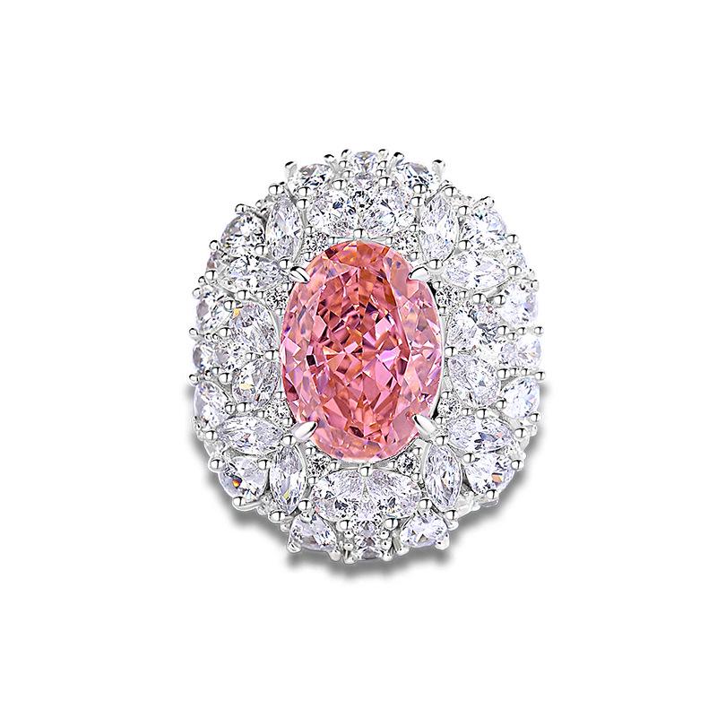 

Padparadscha S925 Sterling Silver Women s 8 Carat Light Pink Niche Luxury European Diamond Ring Size 6