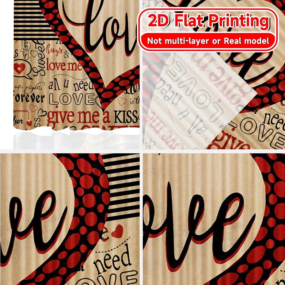 2D Flat Printing  2pcs Love Collage(1) Minimalist Modern Curtains Versatile 100% Polyester Curtains Home Decor Ldeal for Living