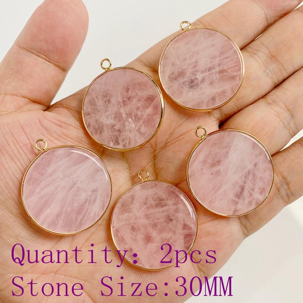 2pcs Natural Rose Pink Crystal Quartz Stone Pendant Conector Charm For Handmade Women Necklace Bracelet Earring Jewelry Making