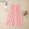 ZANZEA Women Summer Casual Solid Color Loose Midi Skirts