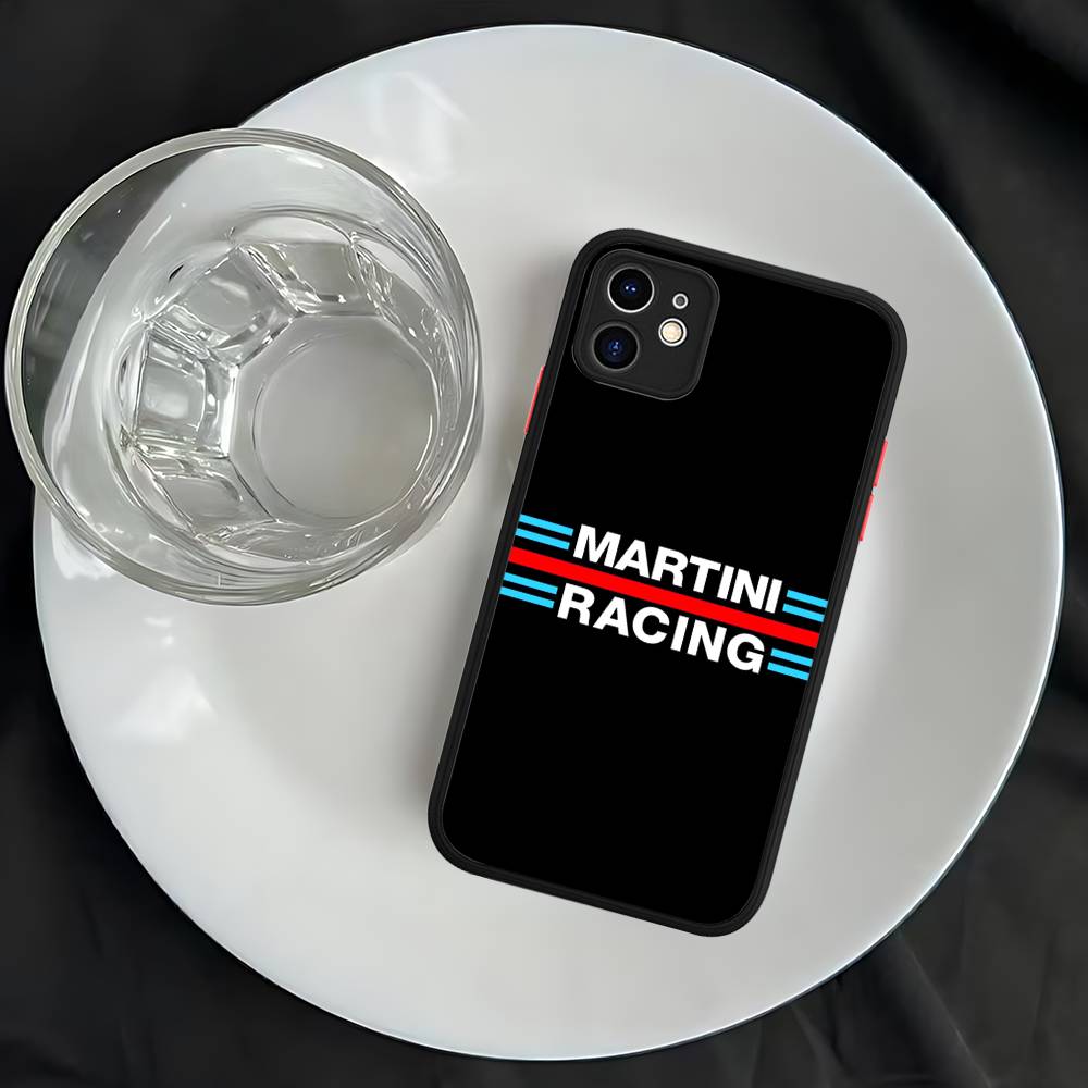 Custodia protettiva opaca a strisce orizzontali M-Martini Racing per iPhone 16 15 14 13 12 11 Pro Max X XS MAX Custodia protettiva