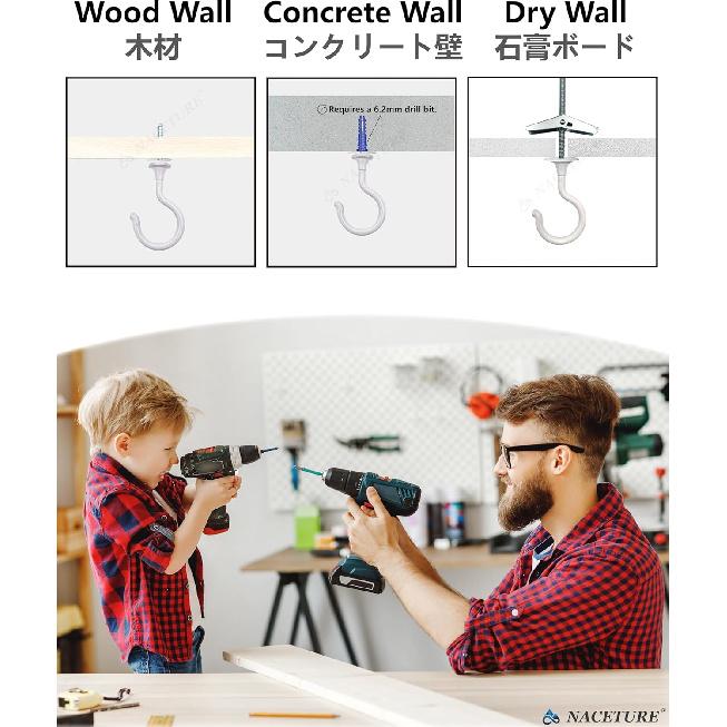NACETURE 4 Pack Large Swag Ceiling Hooks for Hanging Plants - Heavy Duty Ceiling Hangers, Chandelier Hook Ceiling Tallation for Cavity Wall Fixing
