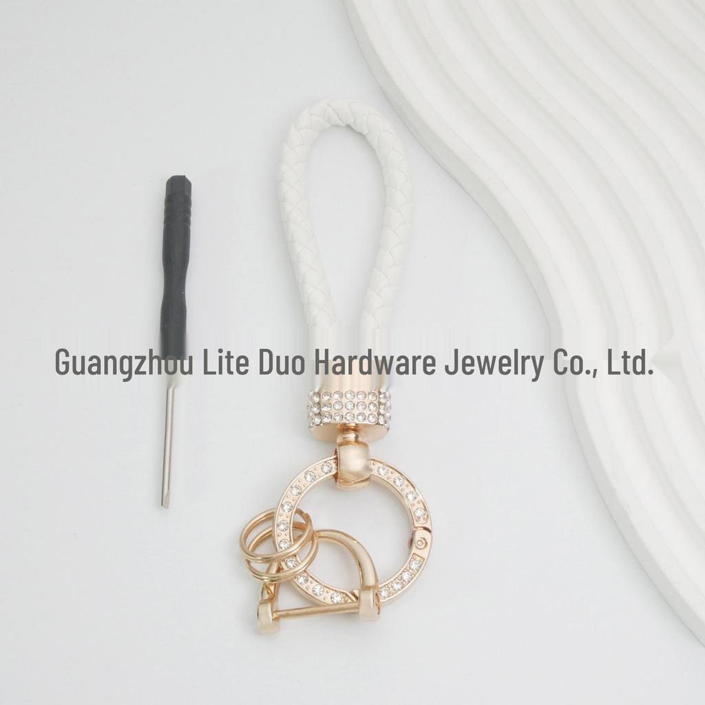 Luxury Keychain: Handwoven Imitation Diamond Leather Bracelet with Metal Buckle for Men & Women