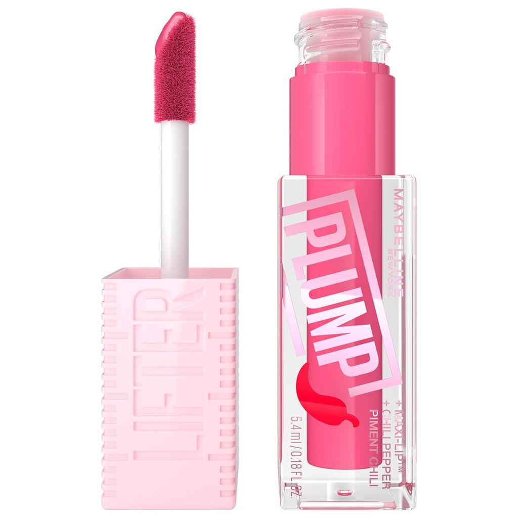 Maybelline New York Lifter Plump Lip Gloss Pink Sting 5ml Hydrating Glossy Shine With Instant Plump Effect And XL Wand Applicator