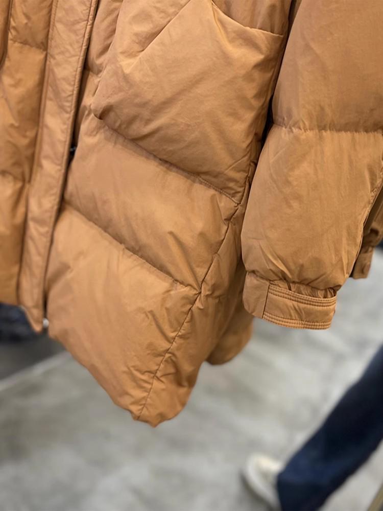 2024 Winter Women's Thick Mid-length Casual Stand Collar White Duck Down Jacket