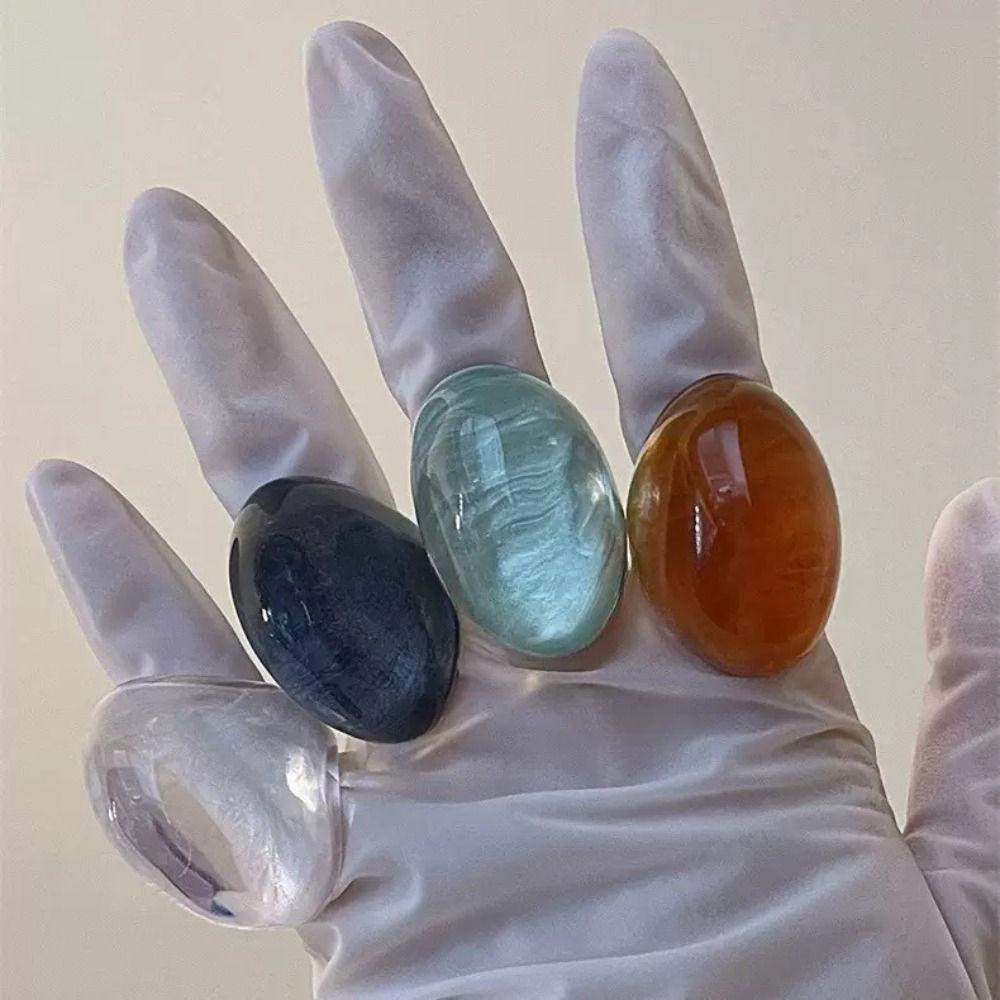 Non-adjustable Resin Ring Geometric Exaggerated Ring Oval Exaggerated Ring  Girls Jewelry