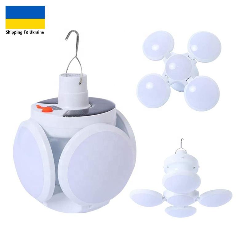 Portable Outdoor New 5 Modes Solar Folding Lights Electric Rechargeable Camping Lights Led Folding Hanging