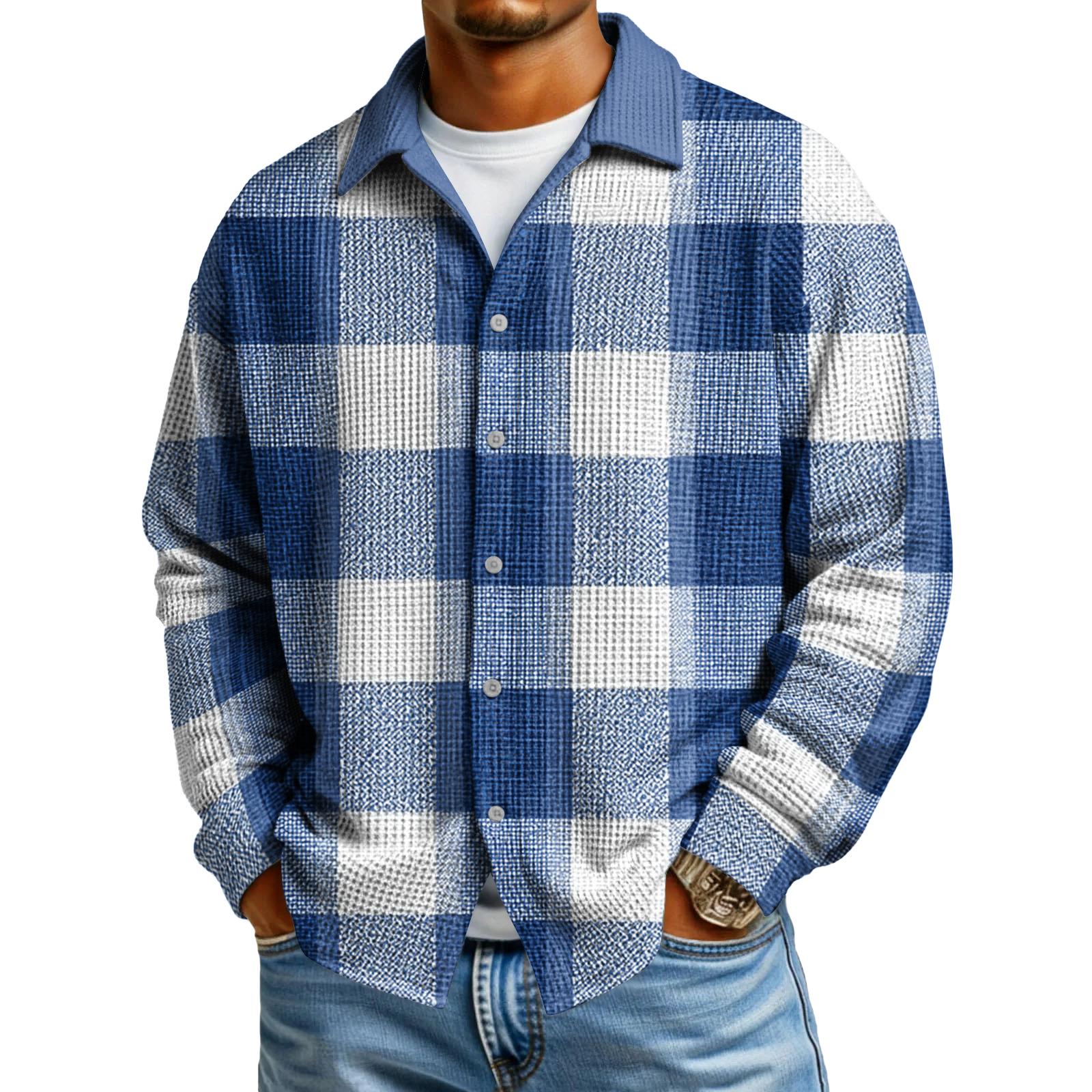 

Men s Casual Button-Down Long-Sleeve Shirt S синий