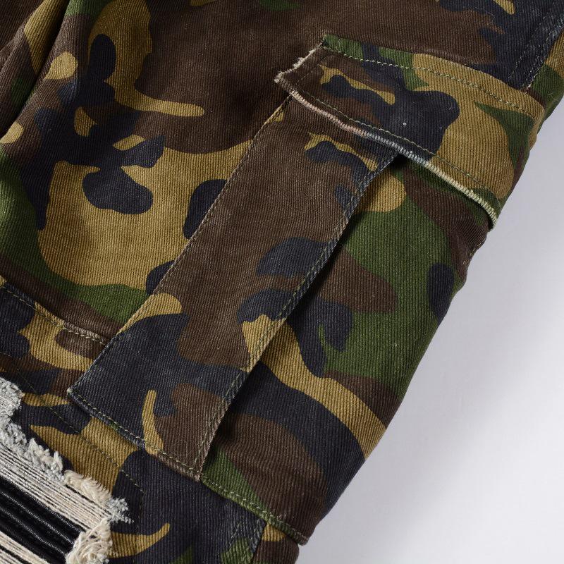 American High Street Herren Camouflage Ripped Slim Fit Denim Jeans