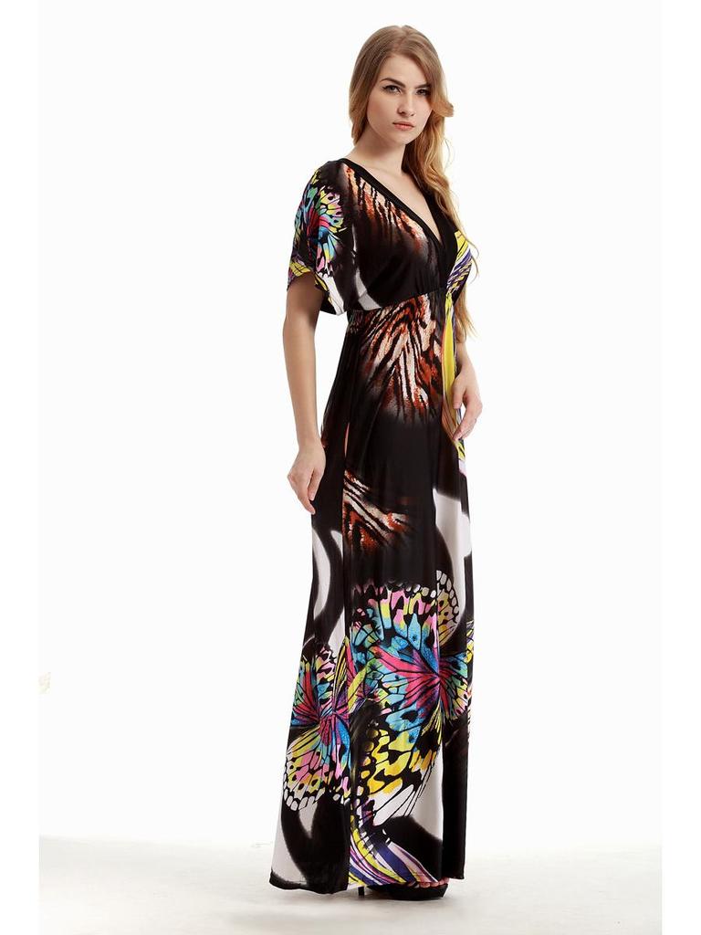 Damen Übergröße Bodenlanges Strandurlaubskleid (M-5XL)