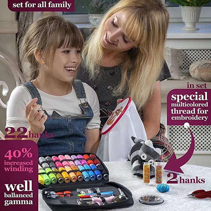 Non-Toxic 136Pcs Sewing Kits Diy Multi-Function Sewing Box Set For Hand Quilting Stitching Embroidery Thread Sewing Accessories Sewing Kit