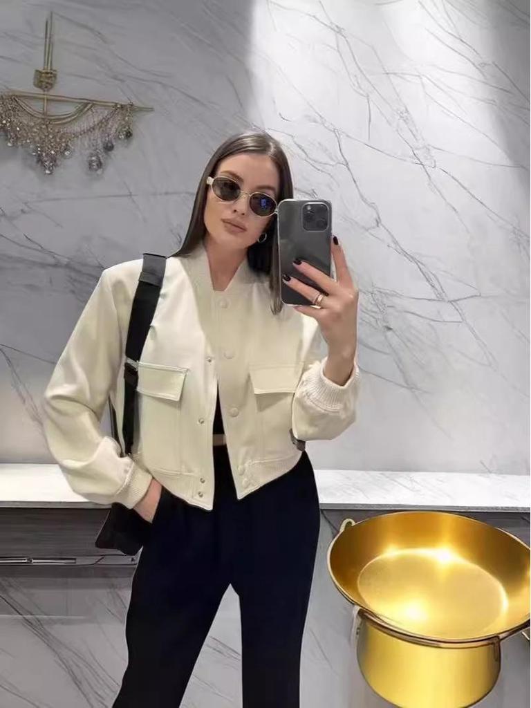 2023 Autumn Women's Fashion Casual Pocket Embellished Single-Breasted Outerwear Jacket