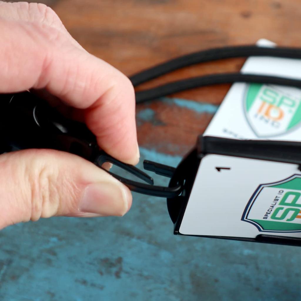 Specialist ID Metal Detector Safe Strap with Badge Holder Displays 2 Cards Double Sided Open Face Separation Cord Removable Plastic Clip Quick Release