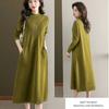 Autumn Winter Women's Plus-Size Sweater Dress Solid Color Loose Half Turtleneck Long Knitted Dress with Pockets