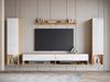 Living Room Hanging Set: Columns, TV Cabinet, Shelf, Wotan/glossy White with LED