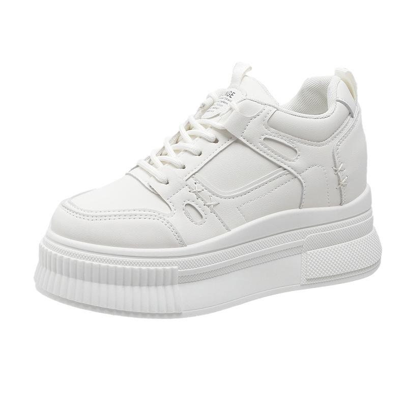 Inner heightening thick-soled white shoes women's 2024 new four-season suitable wear fashion trend comfortable sports board shoes tide