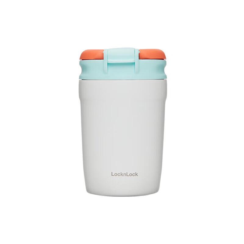 LocknLock LHC4290 316 Stainless Steel Insulated Coffee Mug with Flip Lid and Straw