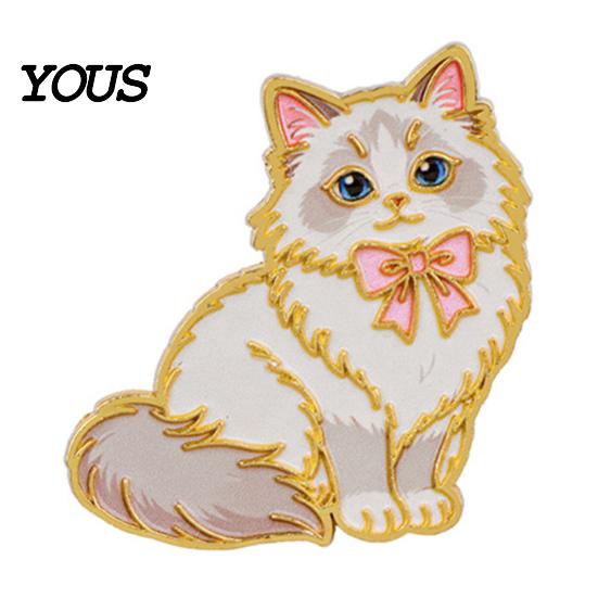 Clothes Accessory Enamel Bow Tie Cat Brooch, Cartoon Kitten Metal Badge Theme Brooch Pin, Hats Bags Scarves Decorative Shape Accessories