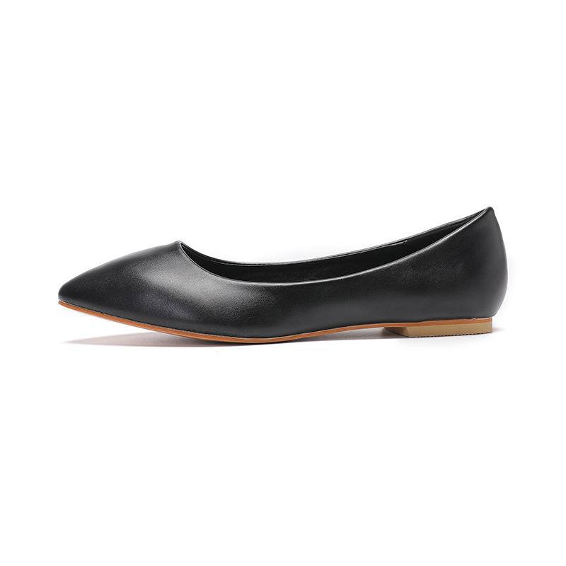 Soft Soled Work Shoes Women's Black Pointed Flat Shoes Shallow Comfort Casual Shoes Luxury Designer Footwear Zapatos De Mujer 43