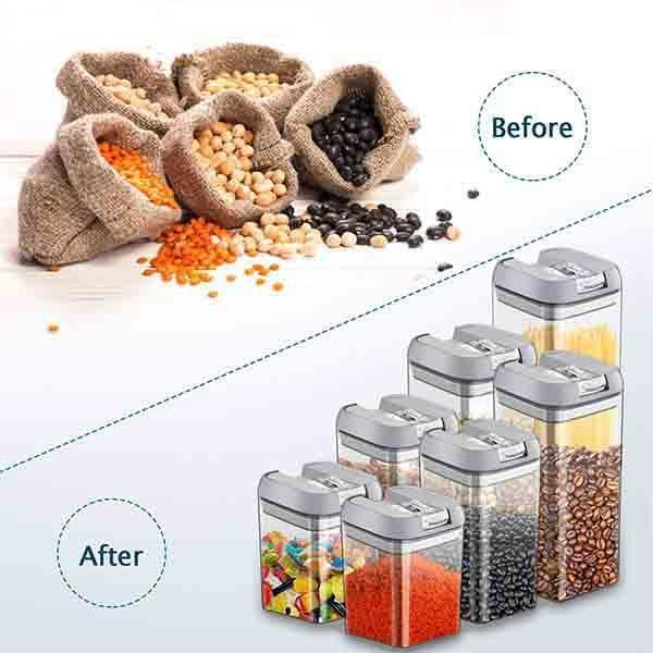 5Pcs / Set Food Storage Box Sealed Grain Storage Tank Dried Grains Container with Lid-Transparent Food Organizer