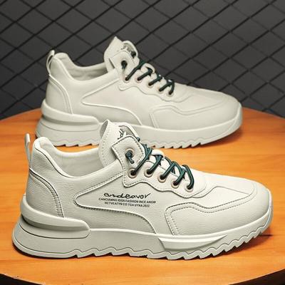 Spring Men's Shoes, Breathable and Waterproof Shoes, Men's Trend, All-match Thick-soled White Shoes, Sports and Casual Shoes