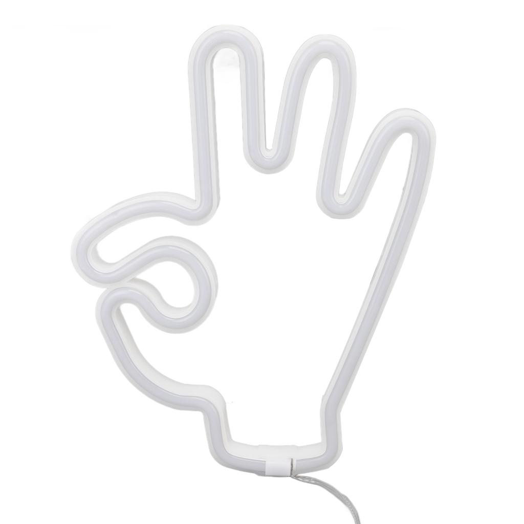 Hand Finger Neon Light OK Shaped LED Neon Sign Battery USB and Battery Powered Wall Decor Light for Home Bedroom