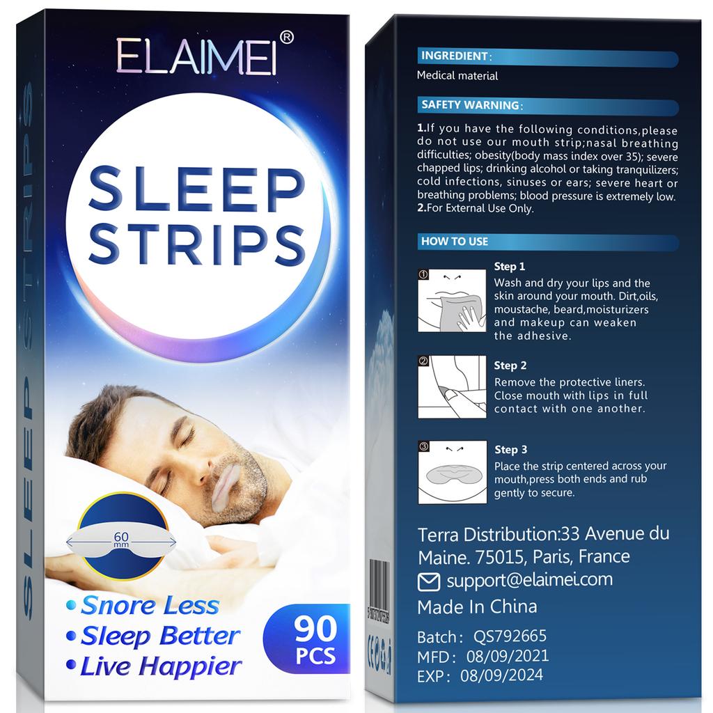 90pcs/Box Anti Snoring Sleep Strips Disposable Gentle Mouth Tape for Better Nose Breathing Reduce Mouth Dryness Sore Throat