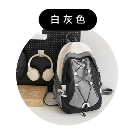 Schoolbag Trendy Cool Backpack Men's Color Matching Cross Rope Couple Backpack New Large Capacity Travel Backpack Women Wholesale