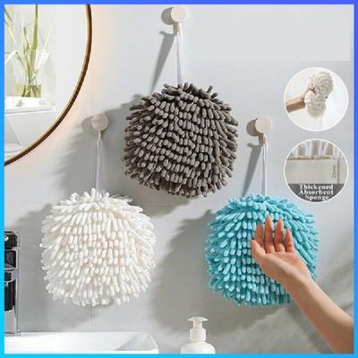 3PS Şönil El Havlusu Mutfak Banyo El Havlusu Topu Asılı Döngüler ile Hızlı Kuru Yumuşak Emici Mikrofiber Havlular