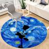 1pc Starry Night Rose Chair Carpet for Office, Round Non-Slip Durable Large Size Office Carpet, Suitable for Office, Beautiful Decoration