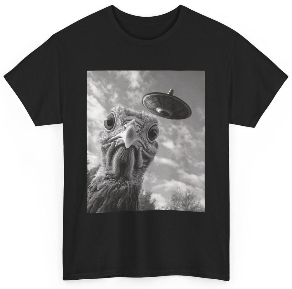 

Funny Turkey Selfie UFO Thanksgiving T-Shirt L
