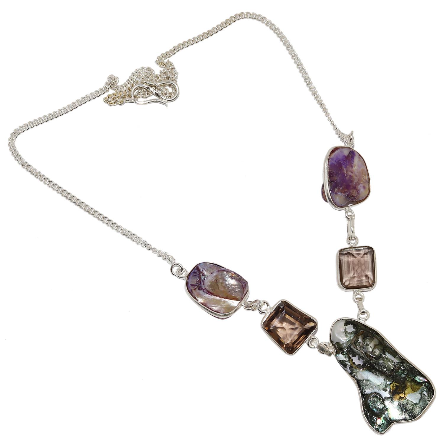 

Necklace Shell Viva Pearl Smoky Quartz Silver Jewelry 16-18