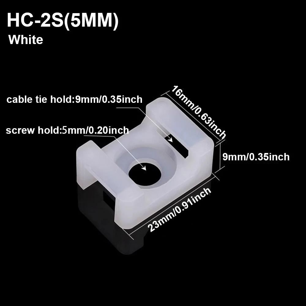 100Pcs Cable Tie Saddle Type Plastic Mount Base Wire Holder Fixing Seat Charging Data Line Winder Nylon HC-0~ HC-7,HC-1S~HC~2S