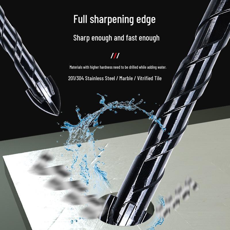 Impact Hex Shank Four-Blade Cross King Drill Bit for Concrete, Tile, and Glass