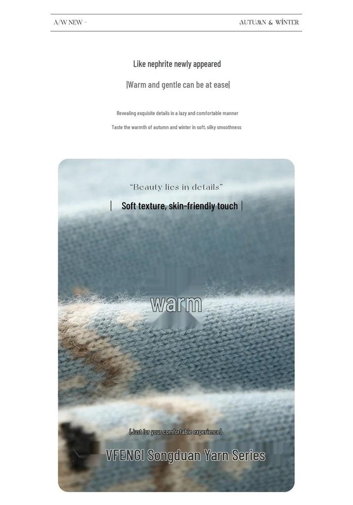 Elegant Fair Isle Jacquard Cashmere Sweater - Autumn/Winter 2026, Half-Neck, Loose & Slimming Design
