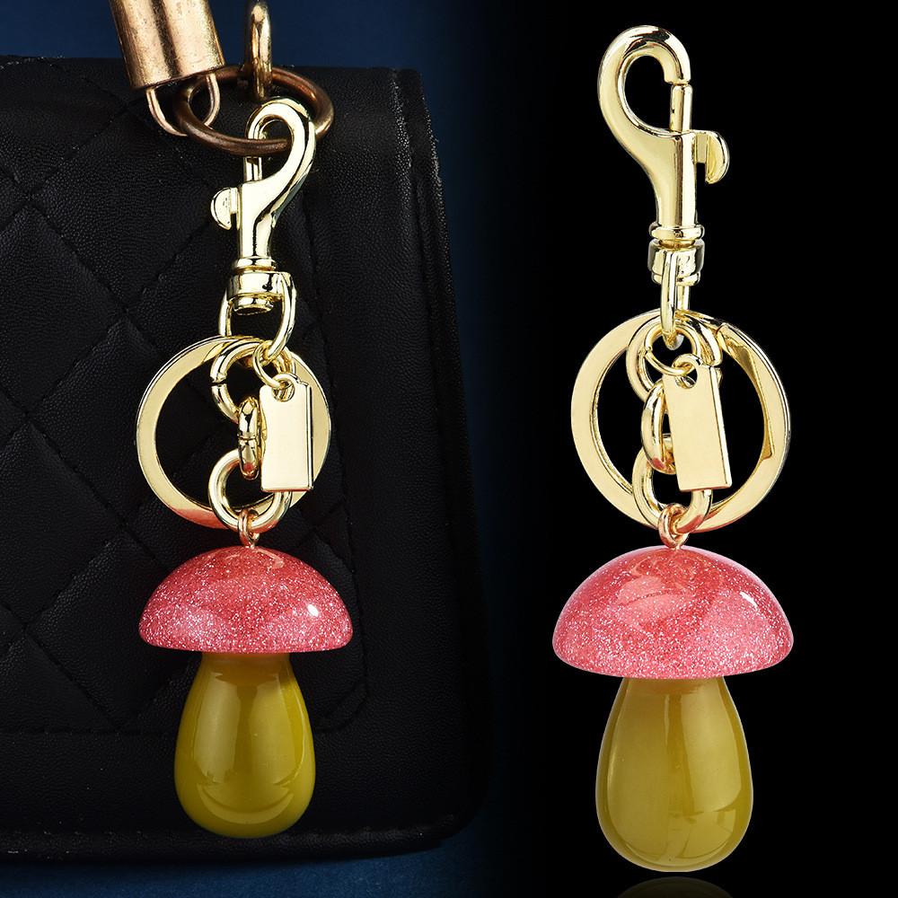 Creative Mushroom Keychain For Bags And Keys With Resin Finish For Casual Use