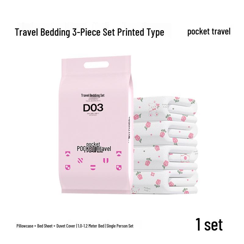 Portable Travel Bedding Set: Disposable Double Bed Sheet, Quilt Cover & Pillowcase No specification