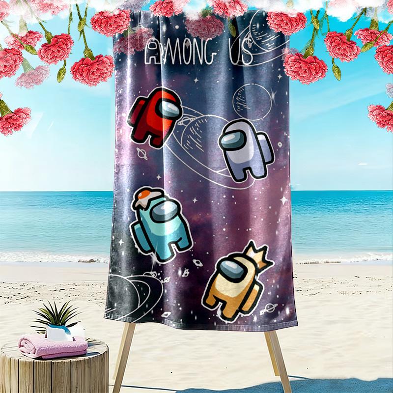 Among Us Print Strandtuch, Großes Weiches Schnelltrocknendes Handtuch für Strand Camping Schwimmen